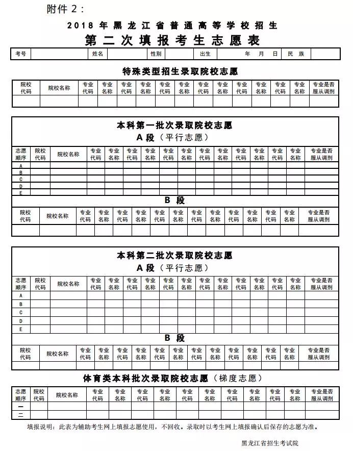 2018黑龙江省高考志愿填报须知发布,这些表太